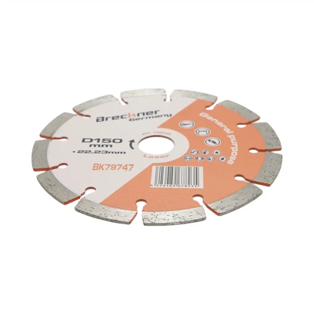 Disc diamantat segmentat 150x22.23mm, segment 10mm pentru caramida, beton, zidarie, boltari, piatra