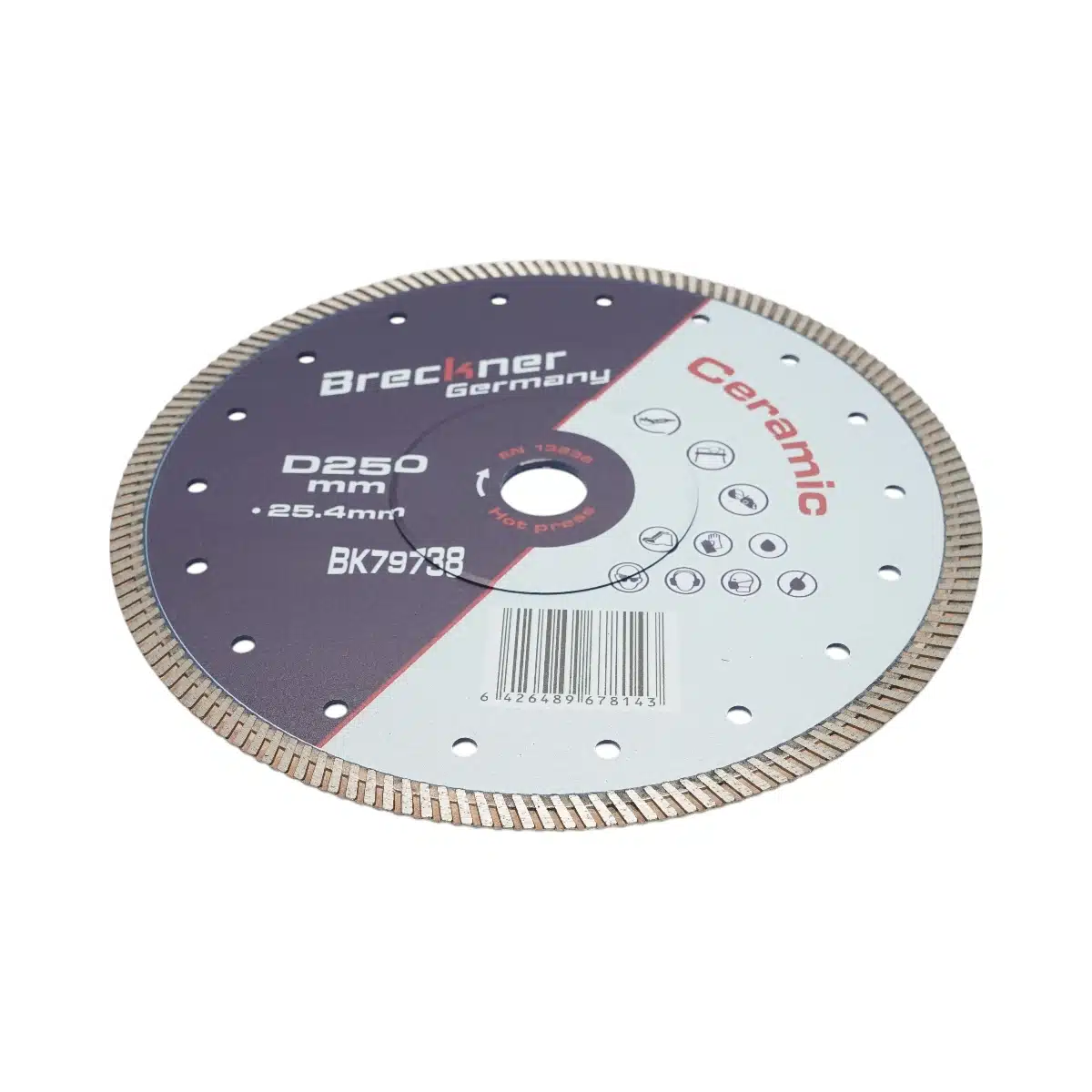 Disc diamantat turbo 250x25.4mm, segment 10mm pentru gresie, faianta, ceramica dura, marmura, granit
