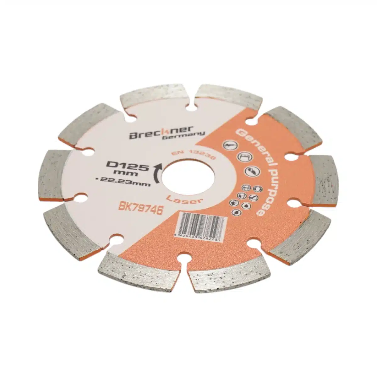 Disc diamantat segmentat 125x22.23mm, segment 10mm pentru caramida, beton, zidarie, boltari, piatra