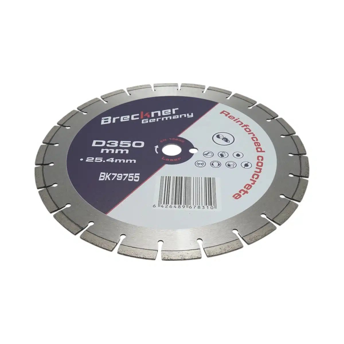 Disc diamantat segmentat 350x25.4mm, segment 10mm pentru beton armat, pavele, boltari, piatra dura