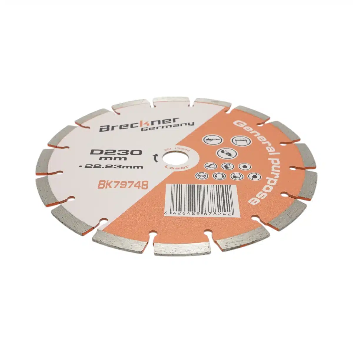 Disc diamantat segmentat 230x22.23mm, segment 10mm pentru caramida, beton, zidarie, boltari, piatra