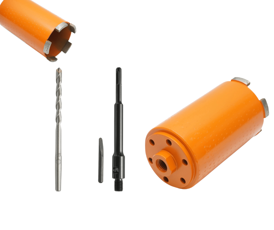 Carota diamantata 82x150mm cu filet interior M16 + Adaptor carota diamantata 240mm + Burghiu centrare