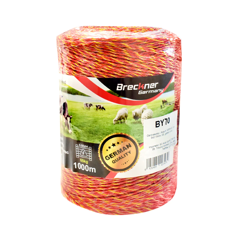 Rola fir galben-rosu 2 mm 1000 m gard electric