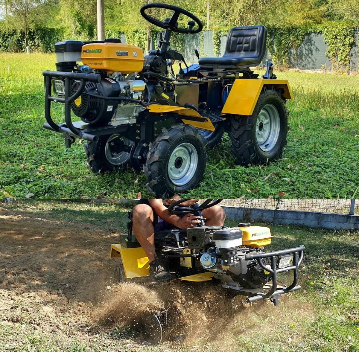 Minitractor ProGARDEN Campo 1856, 18CP, 4x4, Roti Metalice + Freza