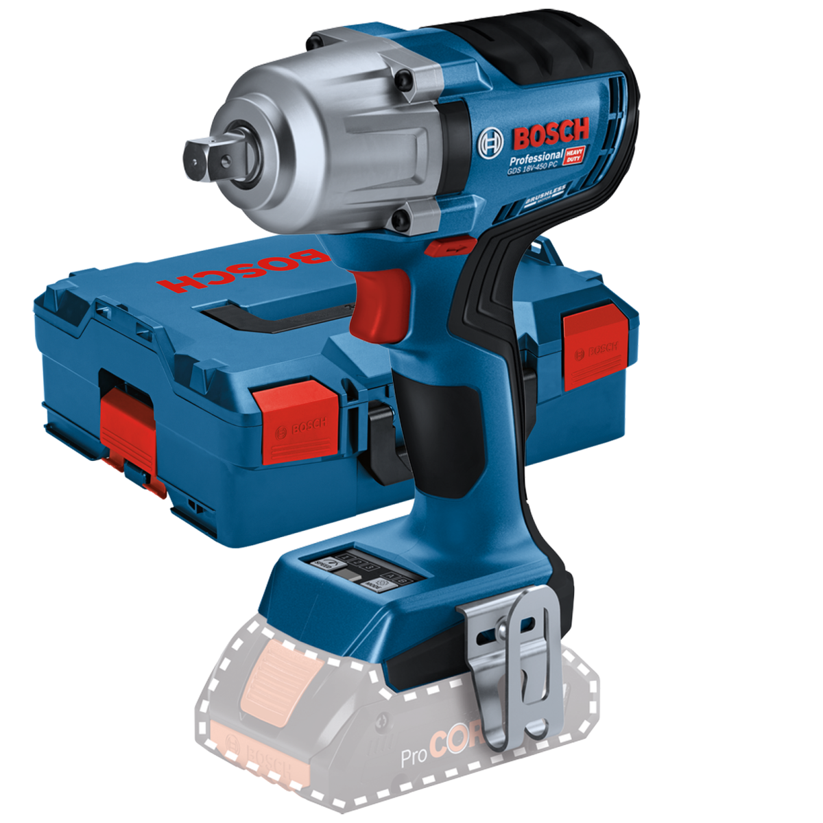 GDS 18V-450 PC (SOLO), Surubelnita cu impact Li-Ion, 450 Nm, brushless + L-Boxx (fara acumulator si incarcator)