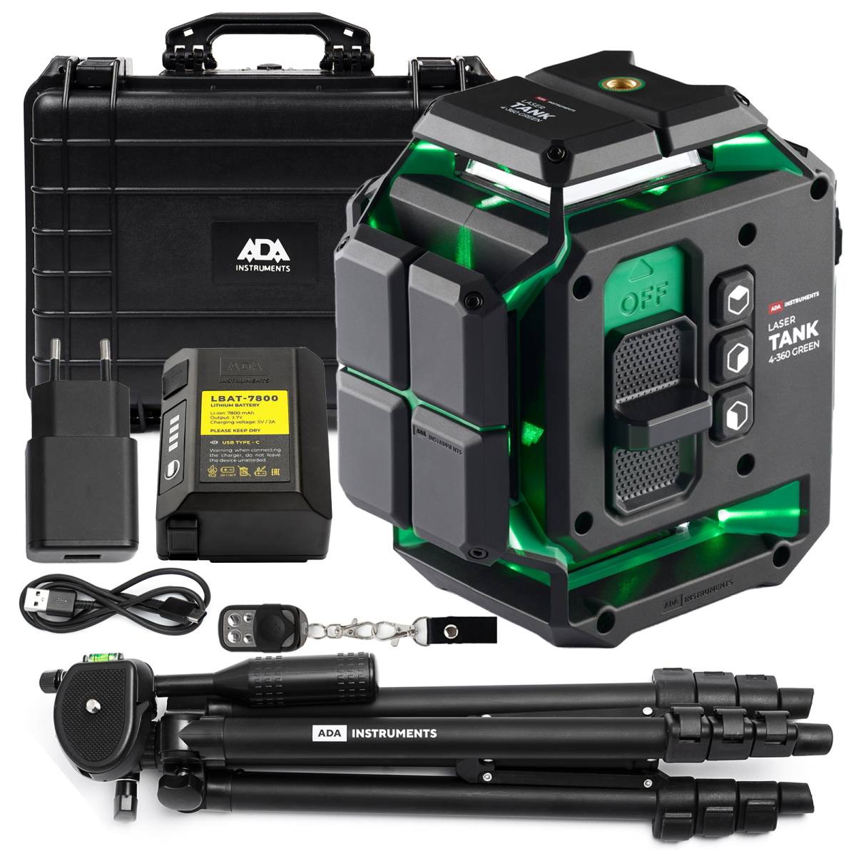 LaserTANK 4-360, Nivela laser cu linii - Verde (40/70 m) + Valiza