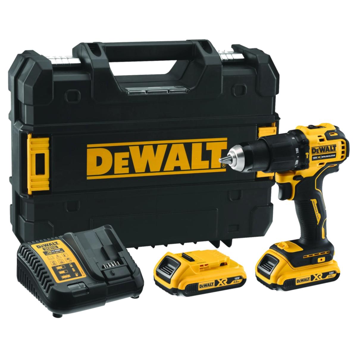 DCD709D2T-QW Masina de gaurit cu percutie, Li-Ion, 65Nm, brushless + Valiza