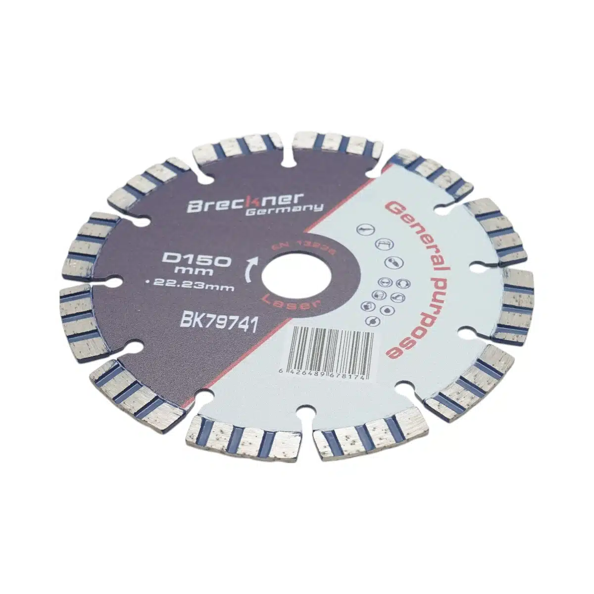 Disc diamantat turbo segmentat 150x22.23mm, segment 10mm pentru beton armat, piatra dura, pavele