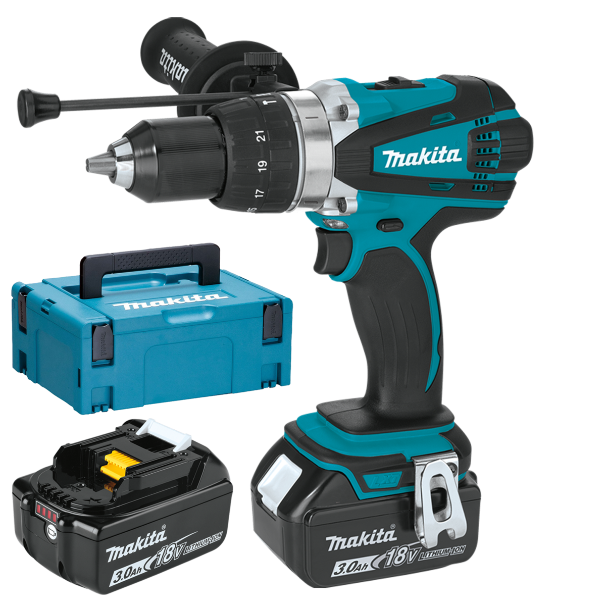 DHP458RFJ Masina de gaurit cu percutie Li-Ion, 18V LXT, 91Nm + Makpac