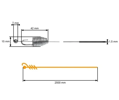Cablu propulsie universal 250cm, masini de tuns gazon