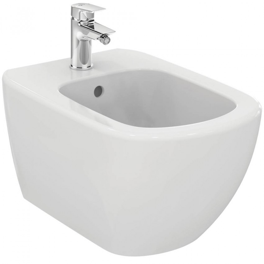 Bideu Ideal Standard Tesi, suspendat, alb - Alb pal, rotunjit, suspendat