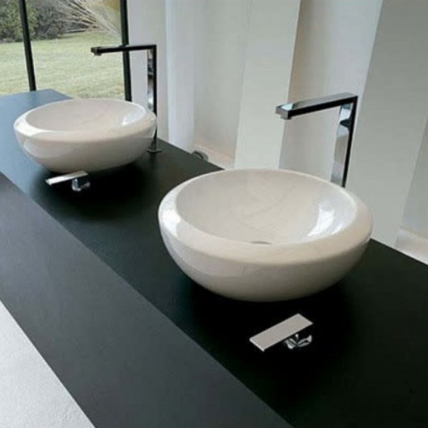 Lavoar Artceram Blend, 46 cm, alb - 46cm, Alb pal, rotund, pe blat, ceramica