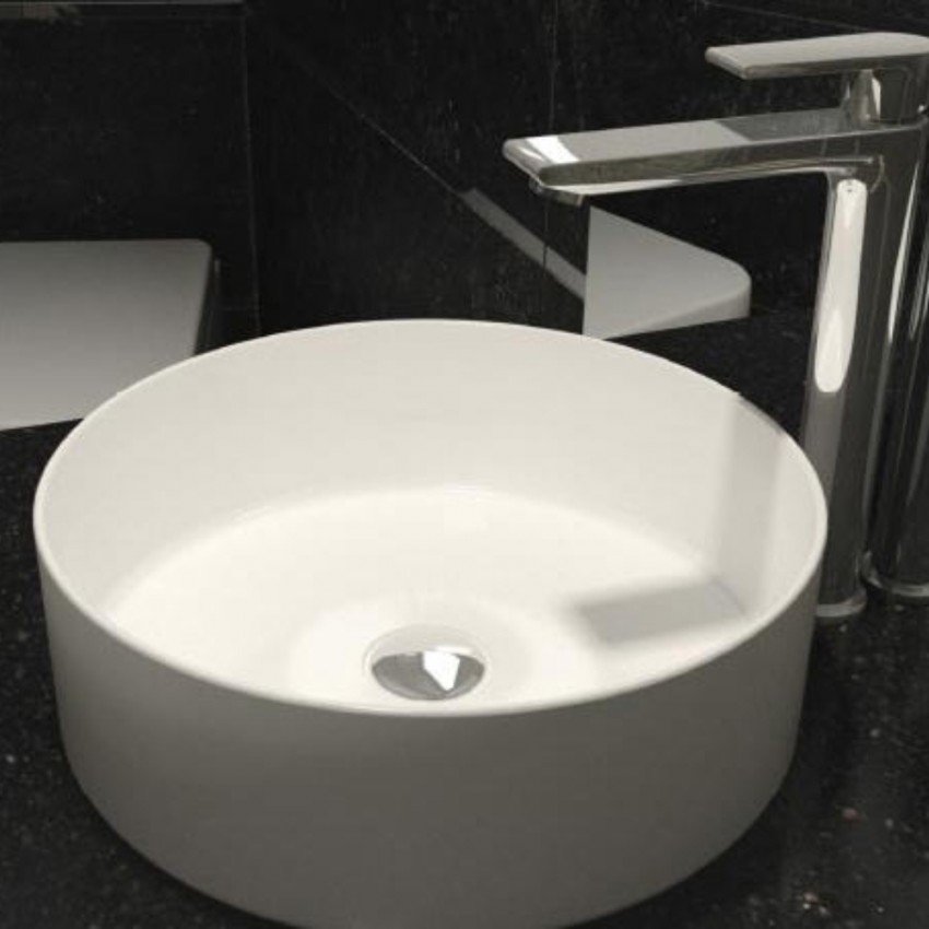 Lavoar Wellis Rose 35,5 cm - 35,5cm, Alb pal, rotund, pe blat, ceramica