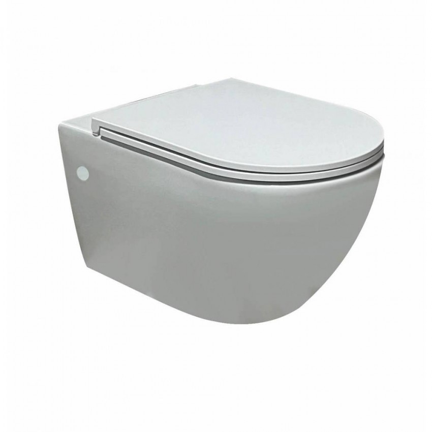 Set vas wc Azzurra Lilac suspendat cu capac, alb - Alb pal, lucios, suspendat, ceramica, Soft-Close