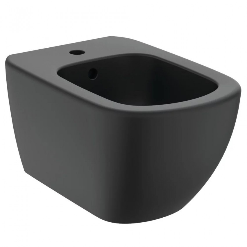 Bideu Ideal standard Tesi suspendat, negru mat - Negru, rotunjit, suspendat
