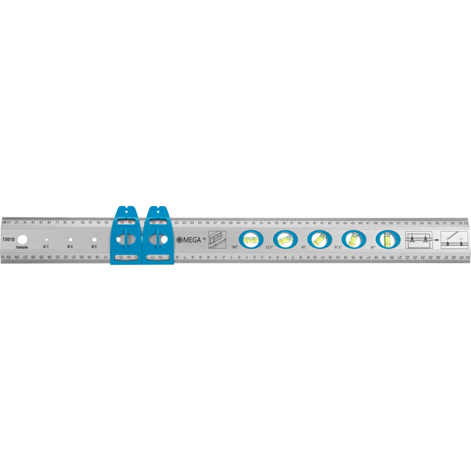 RIGLA ALUMINIU CU SCALA METRICA SI BOLOBOACE 600MM