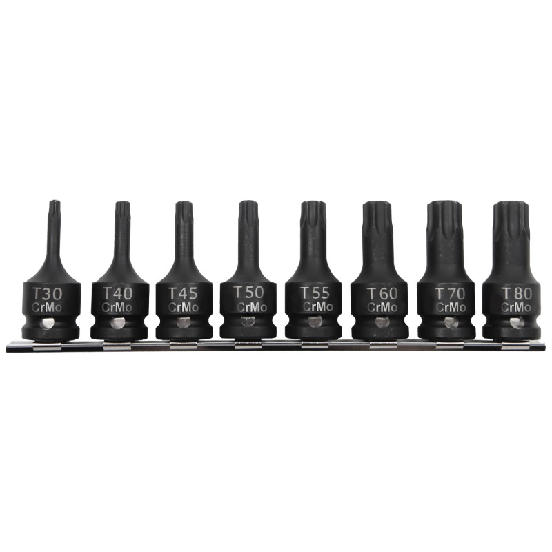 SET TUBULARE IMPACT CU VARF TORX T30-T80 - 8P.