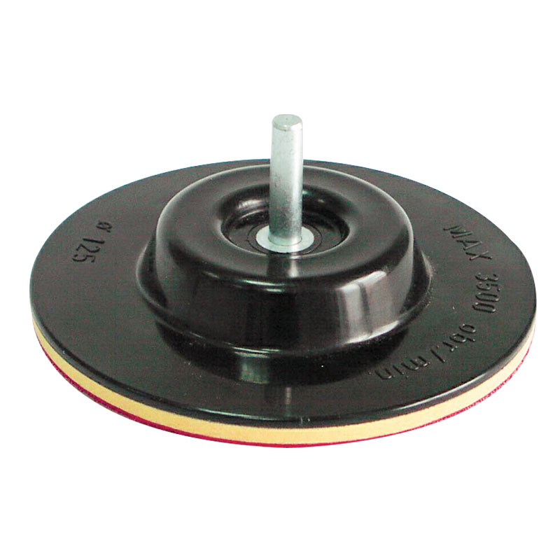 SUPORT DISC ABRAZIV AUTO-ADEZIV GUMAT CU TIJA / 125MM
