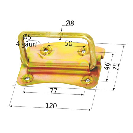 MANER MOBIL APLICAT CU SUPORT DREPT 75X120MM / 50MM