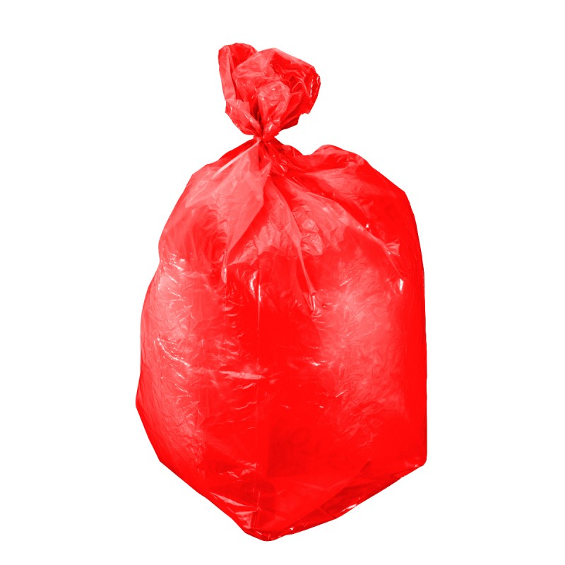 SACI MENAJ POLIETILENA 120L / ROSU, 10/SET