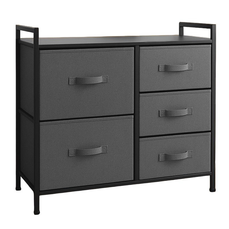 COMODA 5 SERTARE TEXTILE / 83X29X77CM - ANTRACIT/NEGRU