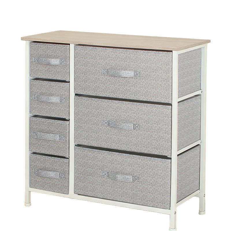 COMODA 7 SERTARE TEXTILE / 63X31X73CM - GRI/ALB