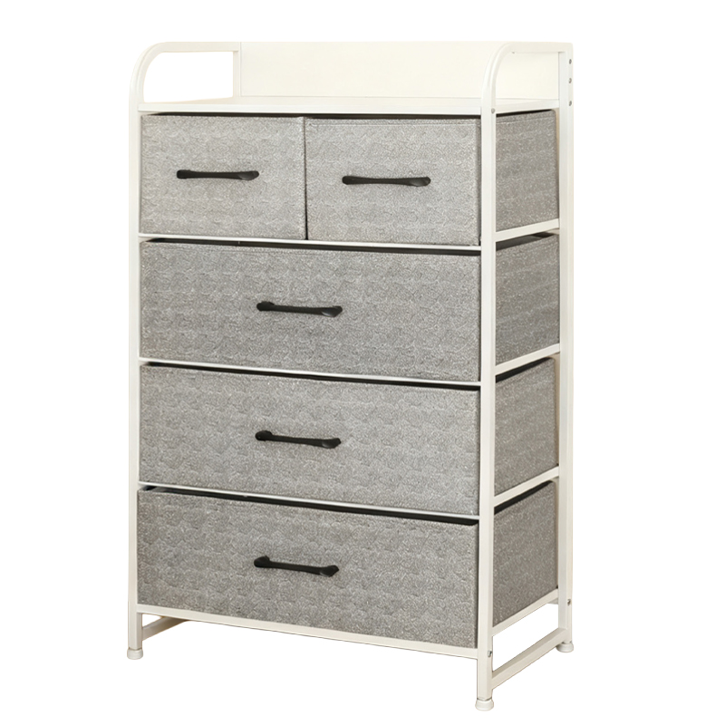 COMODA 5 SERTARE TEXTILE / 58X29X99CM - GRI/ALB