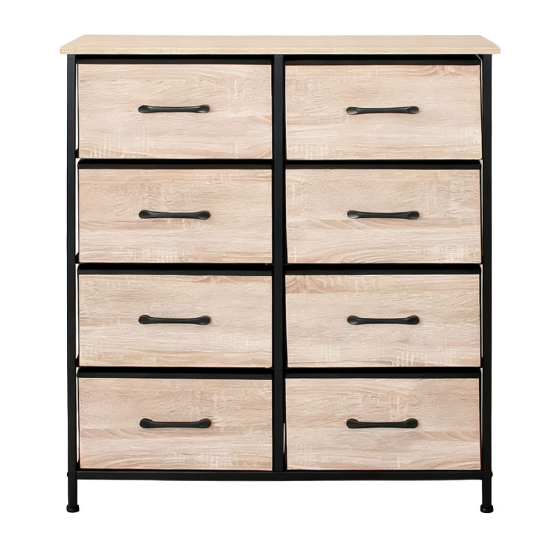 COMODA 8 SERTARE TEXTILE / 80X30X90CM - LEMN/NEGRU