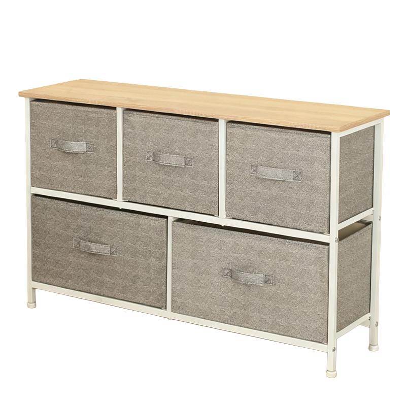 COMODA 5 SERTARE TEXTILE / 100X30X55CM - GRI/ALB