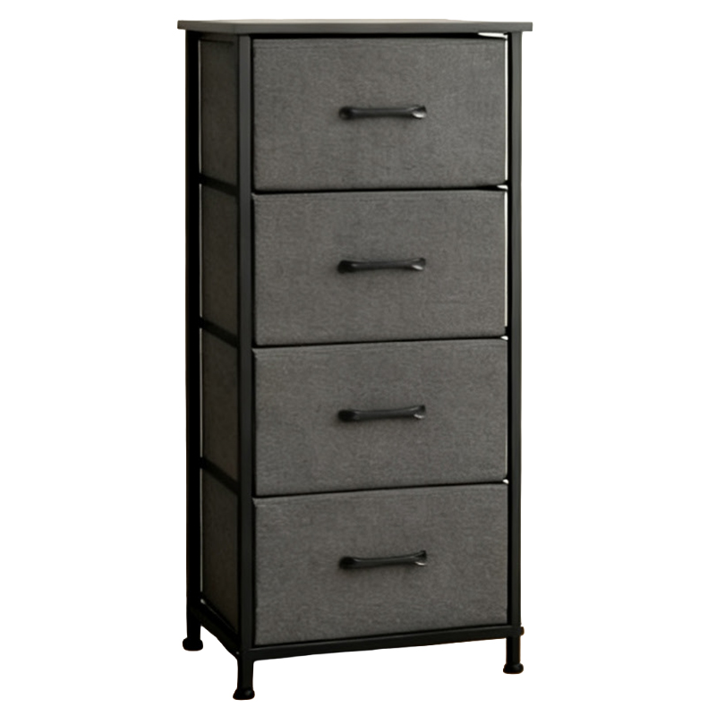 COMODA 4 SERTARE TEXTILE / 45X30X94CM - ANTRACIT/NEGRU