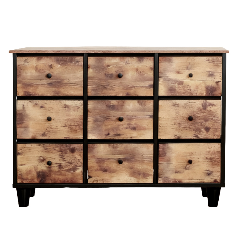 COMODA 9 SERTARE TEXTILE / 110X30X73CM - VINTAGE/NEGRU