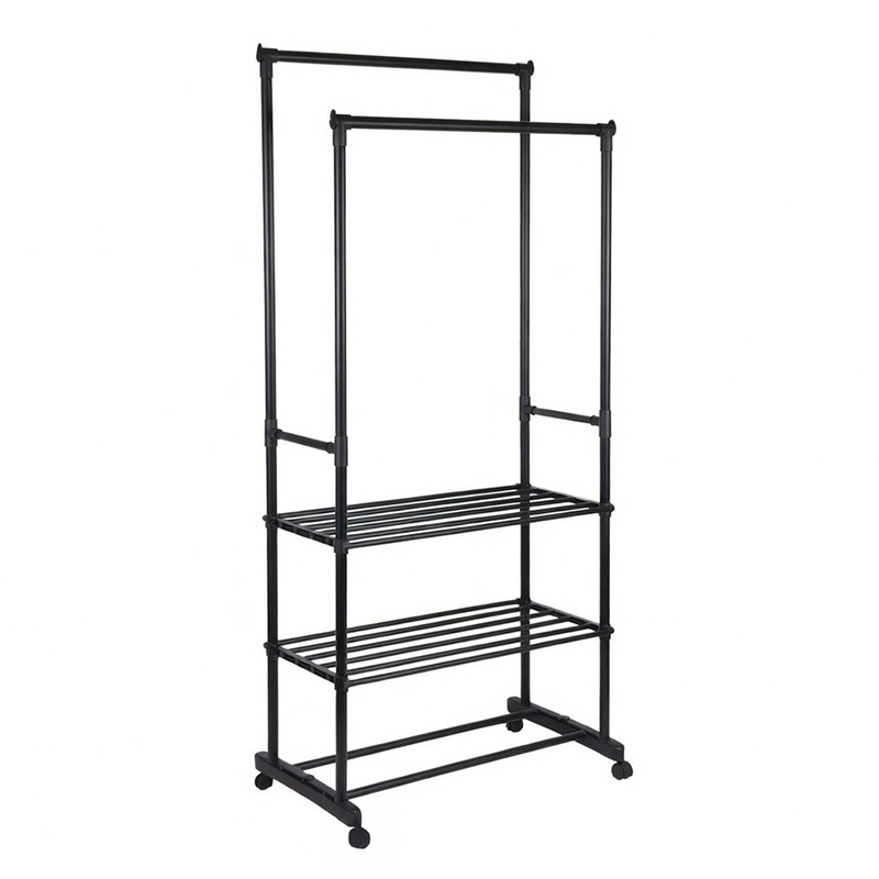 SUPORT HAINE DUBLU CU POLI?E - 78.5X41.5X165CM / 15KG