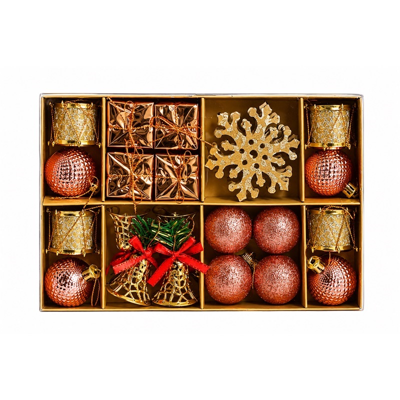 SET ORNAMENTE DE CRACIUN / ROZ - 24P.