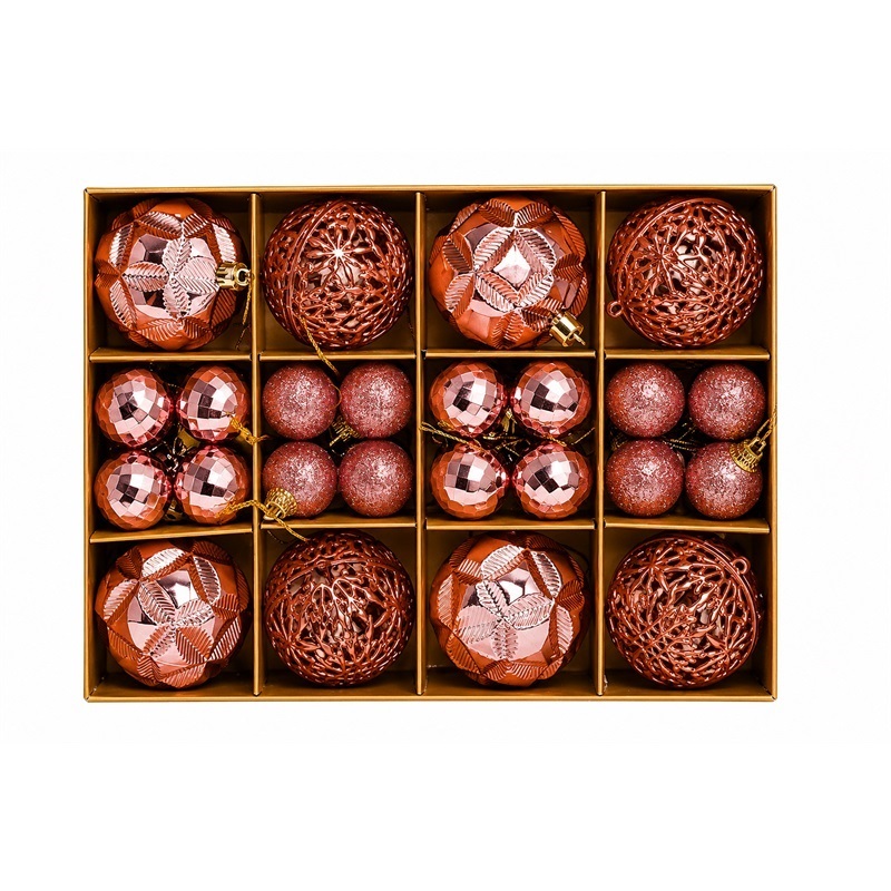 SET ORNAMENTE DE CRACIUN / ROZ - 40P.