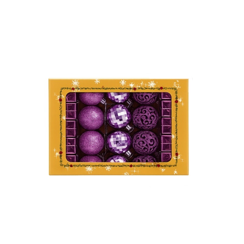 SET ORNAMENTE PLASTIC DE CRACIUN / VIOLET - 40P.