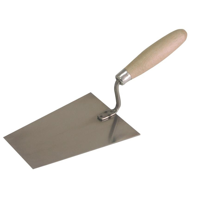 MISTRIE INOX TRAPEZOIDALA CU MANER LEMN 130X105X80MM