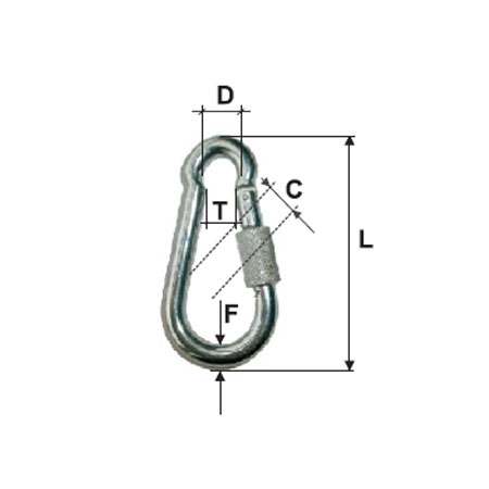 CARABINA ZINCATA CU FILET 7MM / 9MM/9/10MMX70MM