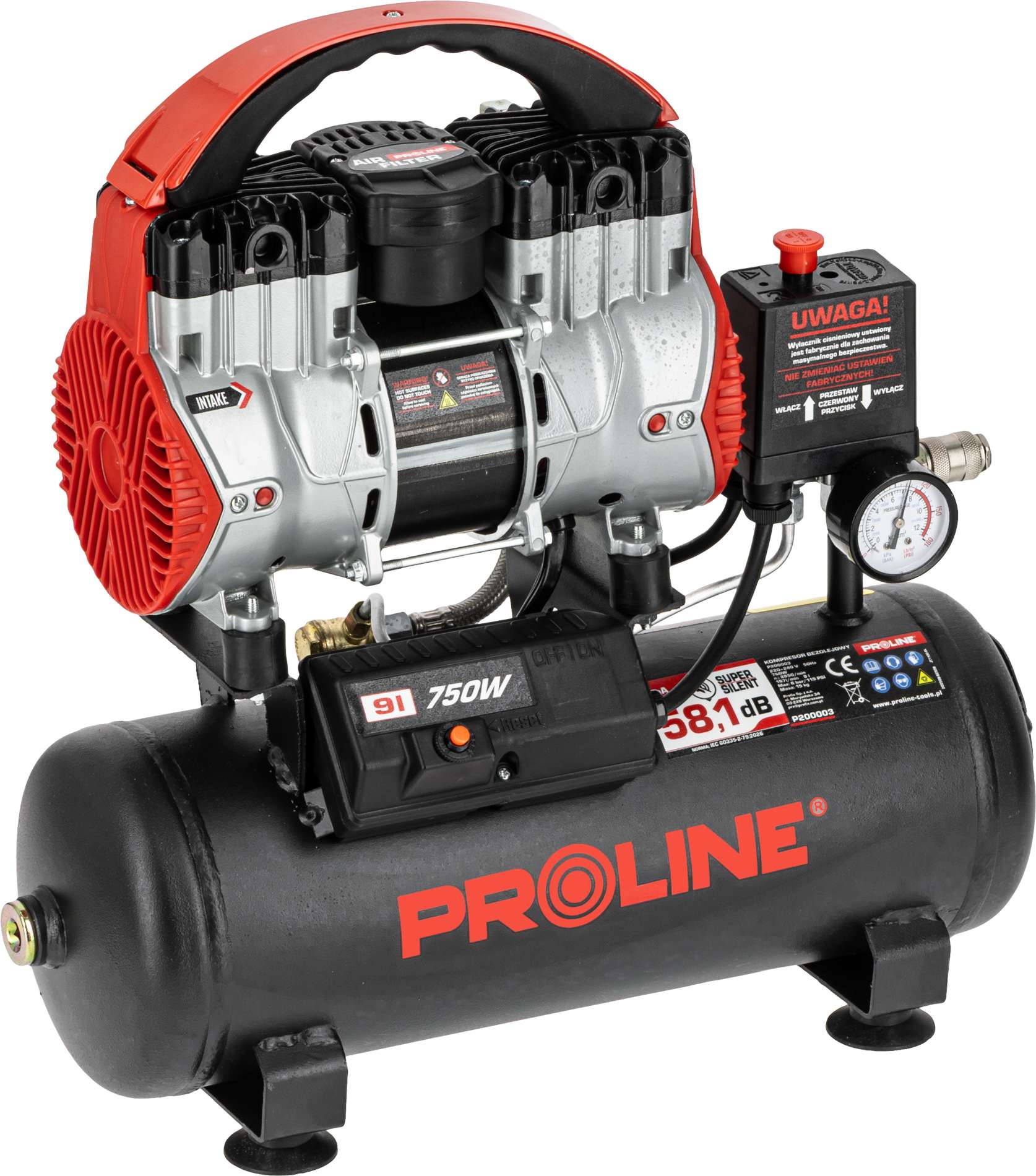 COMPRESOR AER FARA ULEI - 750W / 8BAR / 167L/MIN / 9L
