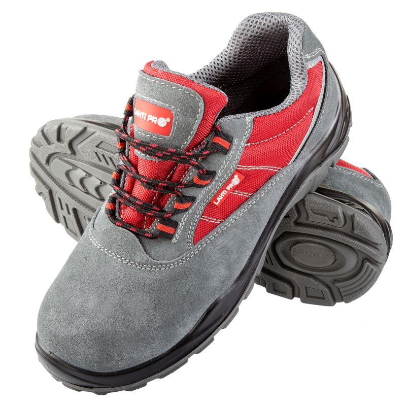 PANTOF PIELE-INTOARSA-TESUT / GRI-ROSU (S1PSRC) - 42