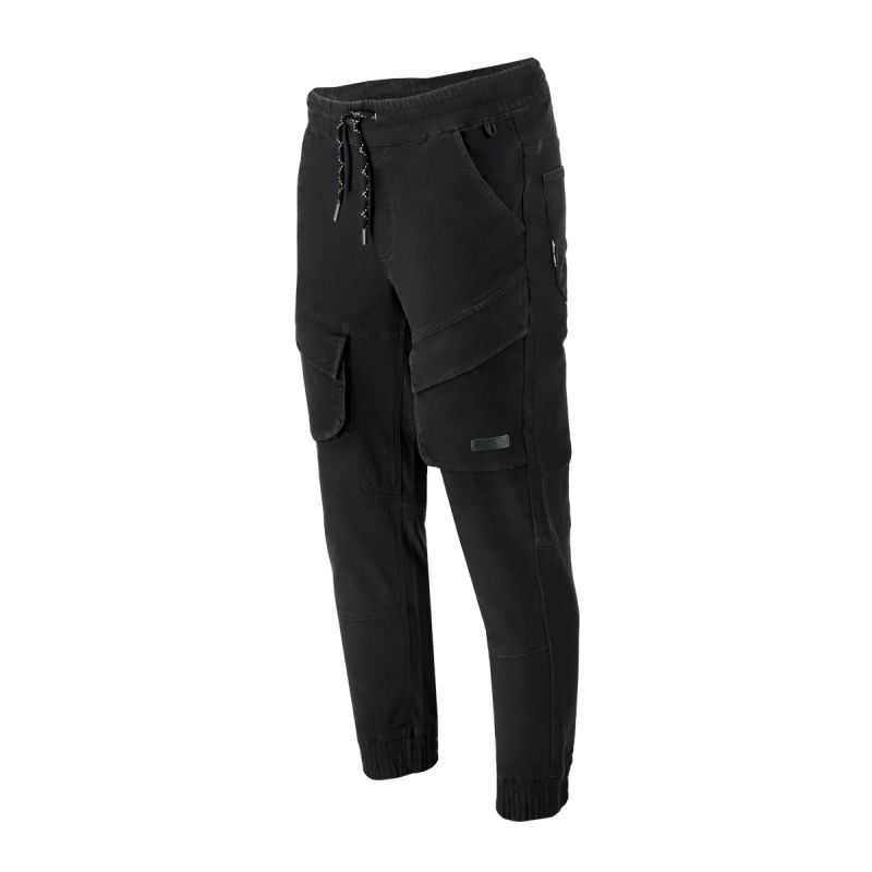 PANTALON ELASTIC CU SNUR SI MANSETE / NEGRU - 2XL