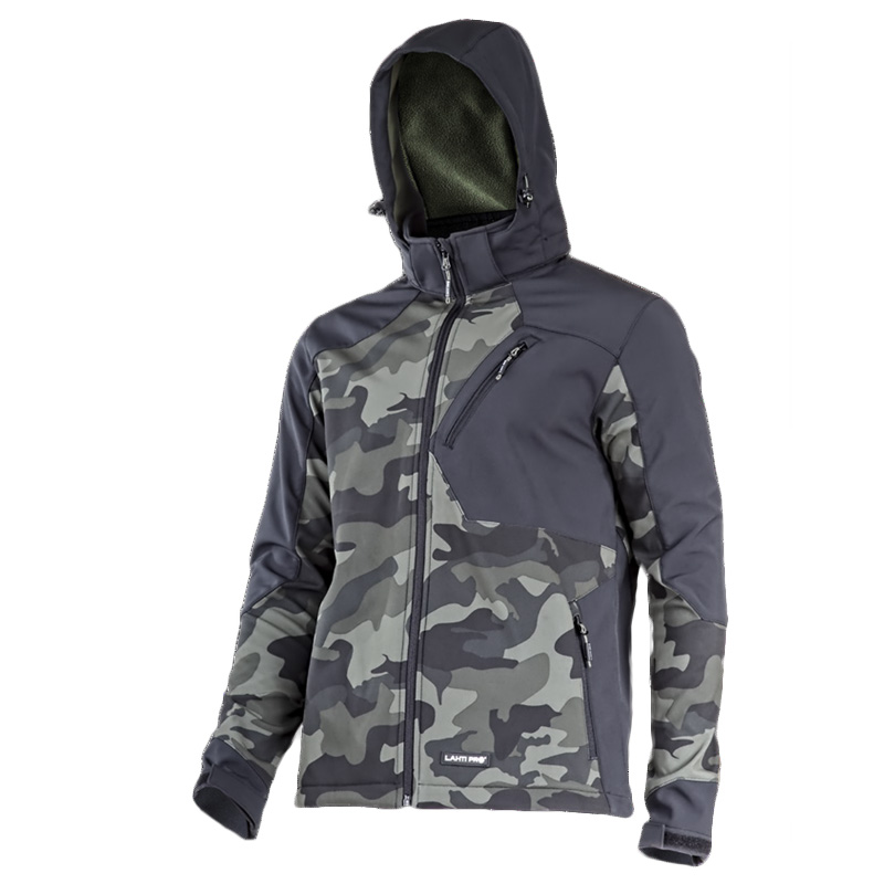 JACHETA ELASTICA CU GLUGA / CAMUFLAJ VERDE-NEGRU - M