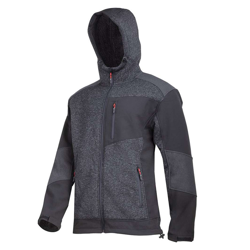 JACHETA ELASTICA TIP-SHERPA CU GLUGA / NEGRU - 2XL