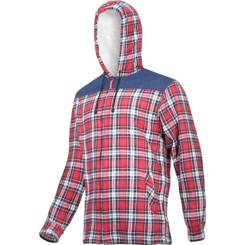 JACHETA FLANEL CU CAROURI CAPTUSITA / ROSU - S