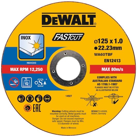 Dewalt Disc 125 x 1 mm TĂIERE RAPIDĂ SUBȚIRE DT20540-QZ