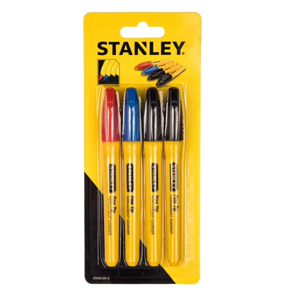 STANLEY MARKER PERMANENT CU VARF SUBTIRE SET 4 BUC