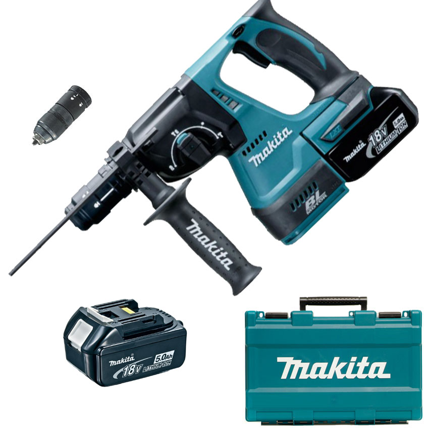 Ciocan rotopercutor cu 2 acumulatori Li-Ion, 18V, 5 Ah, 2J DHR243RTE