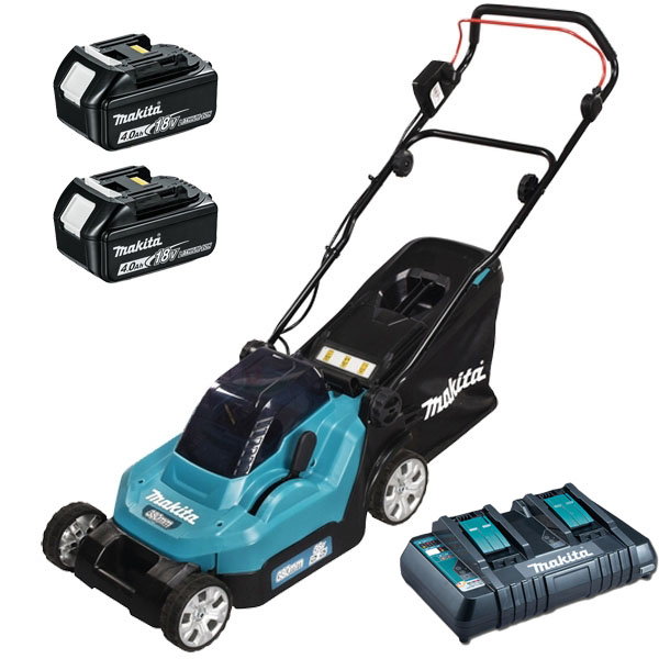 Makita Masina de tuns gazon cu acumulatori 2x18V 4Ah 18V latime de taiere 38cm DLM382PM2 set incarcator