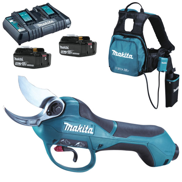 Makita Foarfeca de gradina compatibila cu acumulatori 2x18V 5Ah DUP361PT2