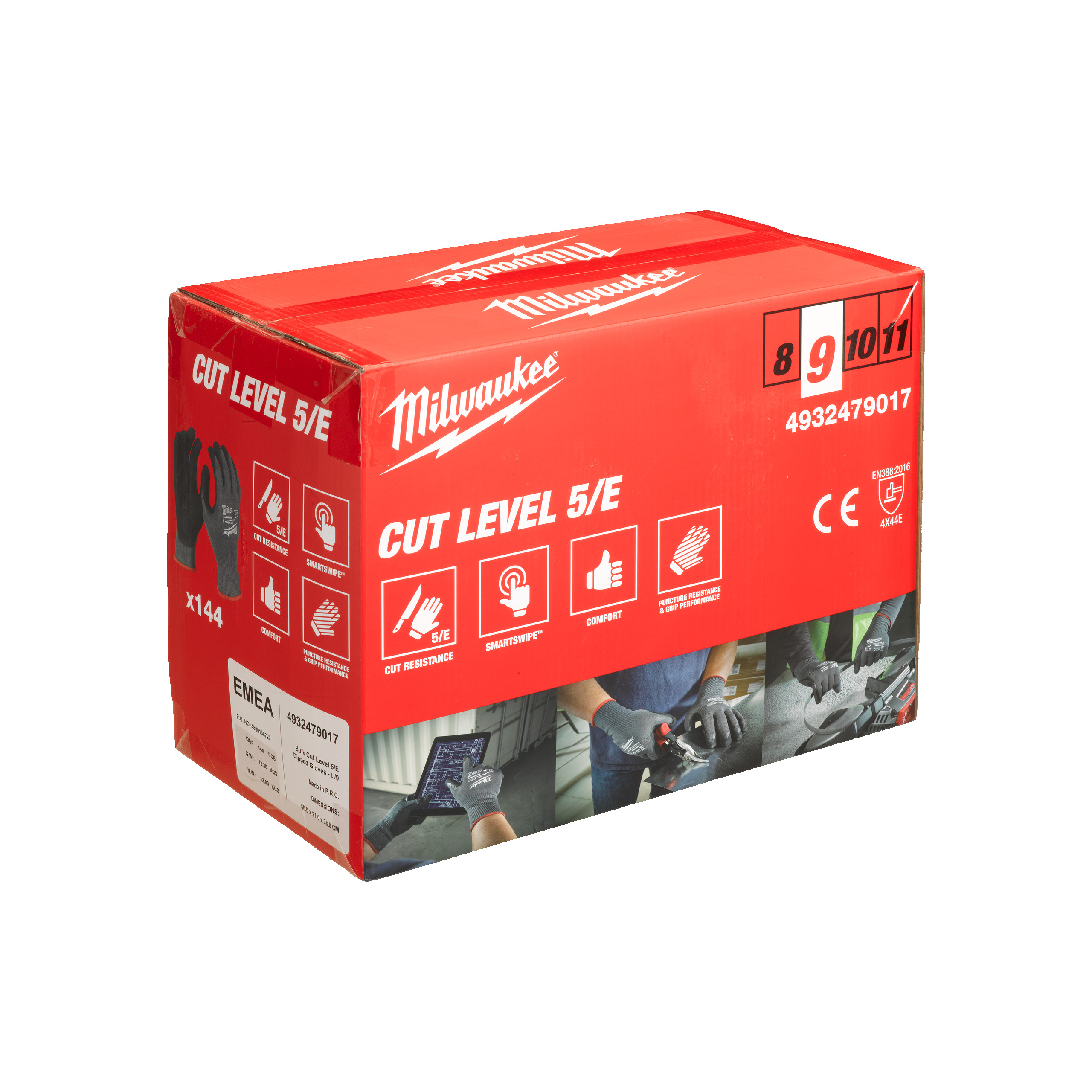 Mănuși rezistente la tăiere - E BULK CUT GLOVES 9/L 144PC