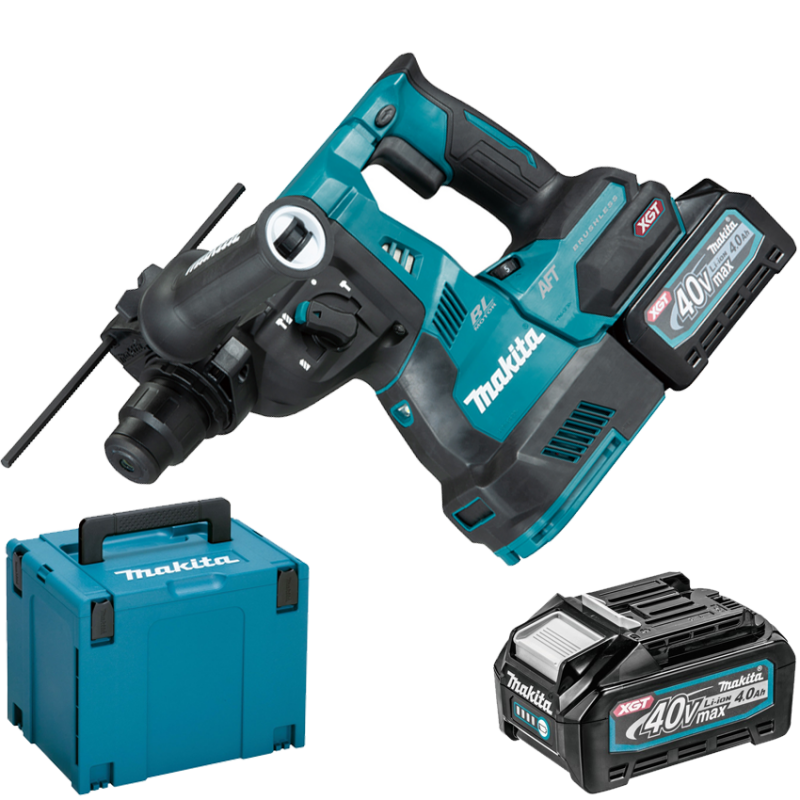 Ciocan rotopercutor brushless si wireless, cu 2 acumulatori Li-Ion, 40V XGT, 4Ah, 2.8J + MAKPAC TIP 4 HR001GM201